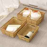 レトロ＊ラタン＊飴色＊籠セット レトロ買物籠 Lサイズ (PNC147) Rosily(ロージリー) バリ島 アタ